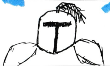 A faceless figure clad in paper armour