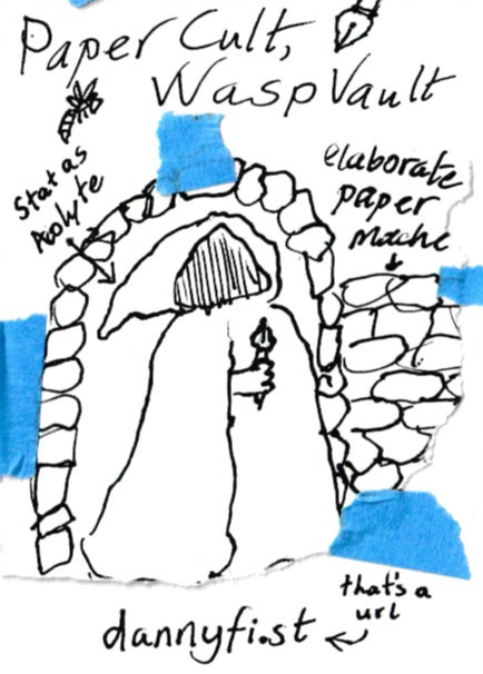 Cropped cover depicting a cultist looming in a dark doorway and wielding a fountain pen